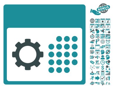 Bonus ile Hizmet Takvimi Düz Vektör Simgesi