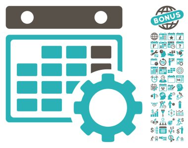 Bonus ile Takvim Yapılandırma Düz Vektör Simgesi