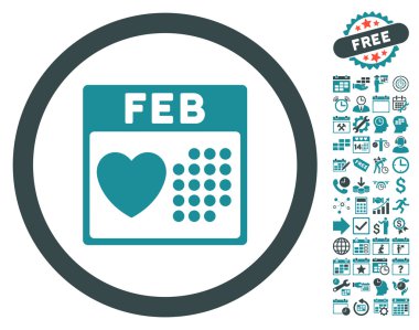 Bonus ile Sevgililer Şubat gün düz vektör simgesi