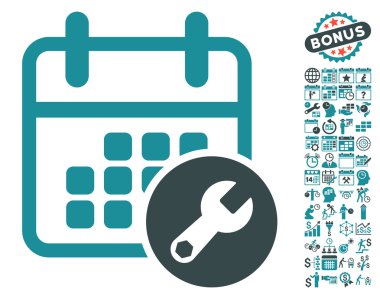 Bonus ile Takvim Kurulumu Düz Vektör Simgesi
