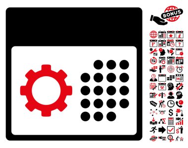 Bonus ile Hizmet Takvimi Düz Vektör Simgesi