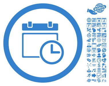 Bonus ile tarih ve saat düz vektör simgesi