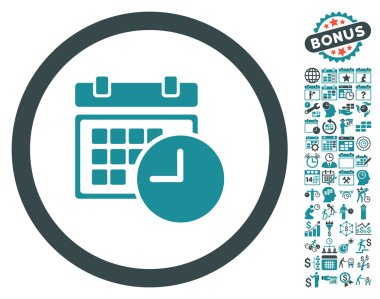 Bonus ile tarih ve saat düz vektör simgesi