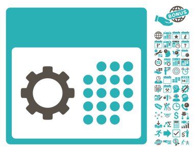 Bonus ile Hizmet Takvimi Düz Vektör Simgesi