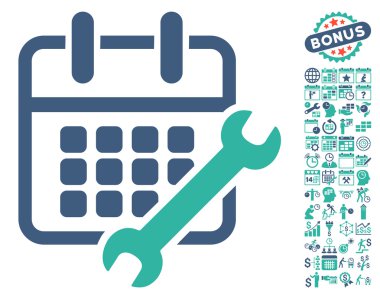 Bonus ile Takvim Yapılandırma Düz Vektör Simgesi