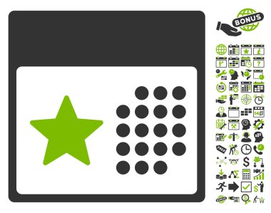 Bonus ile Tatil Takvimi Düz Vektör Simgesi