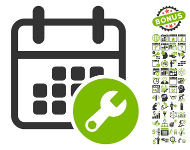 Bonus ile Takvim Kurulumu Düz Vektör Simgesi
