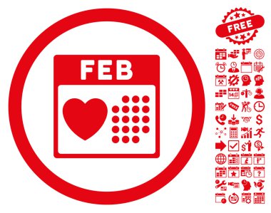 Bonus ile Sevgililer Şubat gün düz vektör simgesi