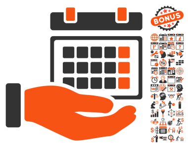 Bonus lu Servis Takvimi Düz Vektör Simgesi