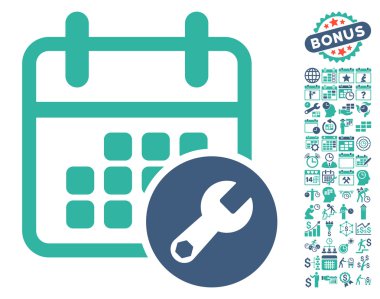 Bonus ile Takvim Kurulumu Düz Vektör Simgesi