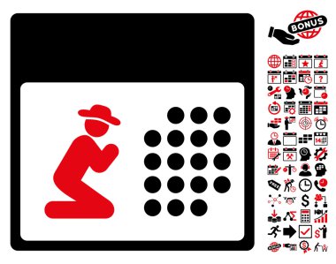 Bonus ile Dua Takvim Düz Vektör Simgesi