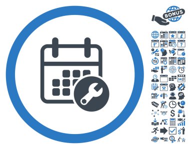 Takvim Kurulum Anahtarı Düz Vektör Simgesi Bonus ile