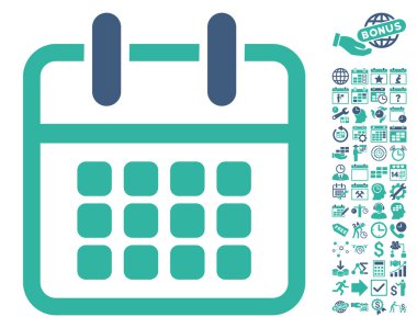 Bonus ile takvim Poster düz vektör simgesi