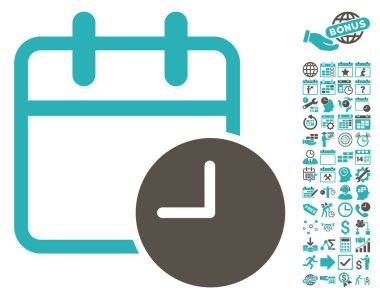 Bonus ile Tarih Saati Düz Vektör Simgesi