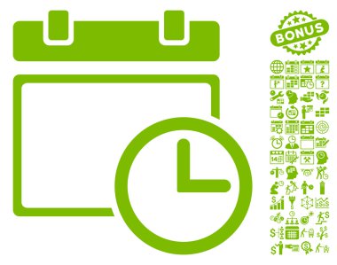 Bonus ile tarih ve saat düz vektör simgesi