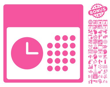 Bonus ile saat ve Tarih düz vektör simgesi