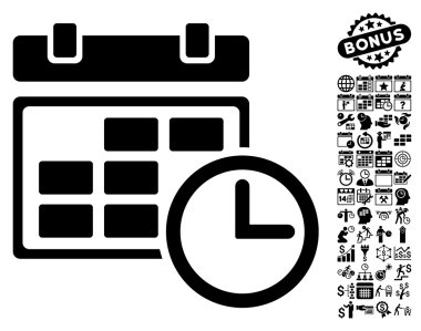 Bonus ile tarih ve saat düz vektör simgesi
