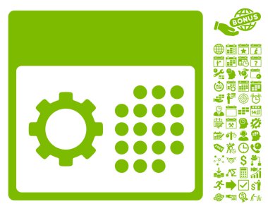 Bonus ile Hizmet Takvimi Düz Vektör Simgesi