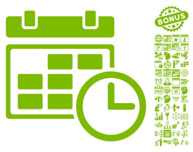 Bonus ile tarih ve saat düz vektör simgesi