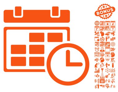 Bonus ile tarih ve saat düz vektör simgesi