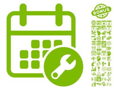 Bonus ile Takvim Kurulumu Düz Vektör Simgesi
