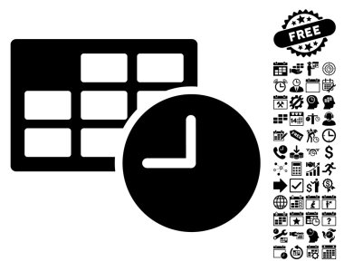 Bonus ile tarih ve saat düz vektör simgesi