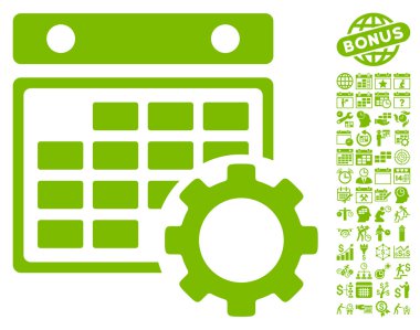 Bonus ile Takvim Yapılandırma Düz Vektör Simgesi