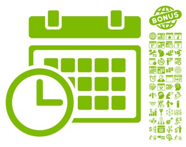 Bonus ile tarih ve saat düz vektör simgesi