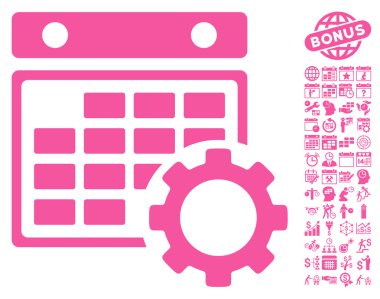 Bonus ile Takvim Yapılandırma Düz Vektör Simgesi