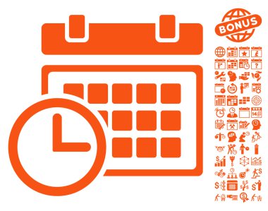 Bonus ile tarih ve saat düz vektör simgesi
