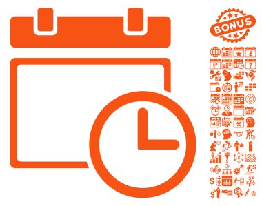 Bonus ile tarih ve saat düz vektör simgesi