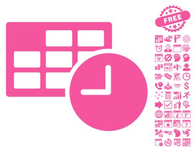 Bonus ile tarih ve saat düz vektör simgesi