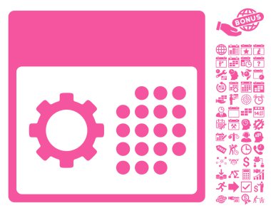 Bonus ile Hizmet Takvimi Düz Vektör Simgesi