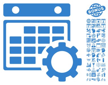 Bonus ile Takvim Yapılandırma Düz Vektör Simgesi