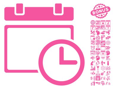 Bonus ile tarih ve saat düz vektör simgesi