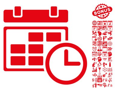Bonus ile tarih ve saat düz vektör simgesi