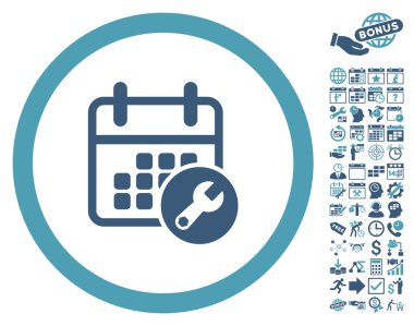 Takvim Kurulum Anahtarı Düz Vektör Simgesi Bonus ile