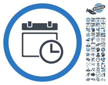 Bonus ile tarih ve saat düz vektör simgesi