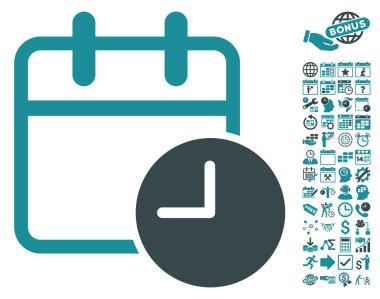 Bonus ile Tarih Saati Düz Vektör Simgesi