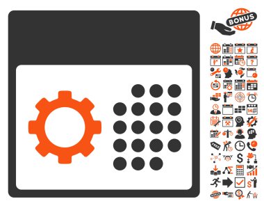 Bonus ile Hizmet Takvimi Düz Vektör Simgesi