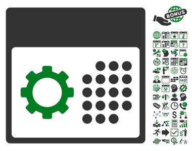 Bonus ile Hizmet Takvimi Düz Vektör Simgesi