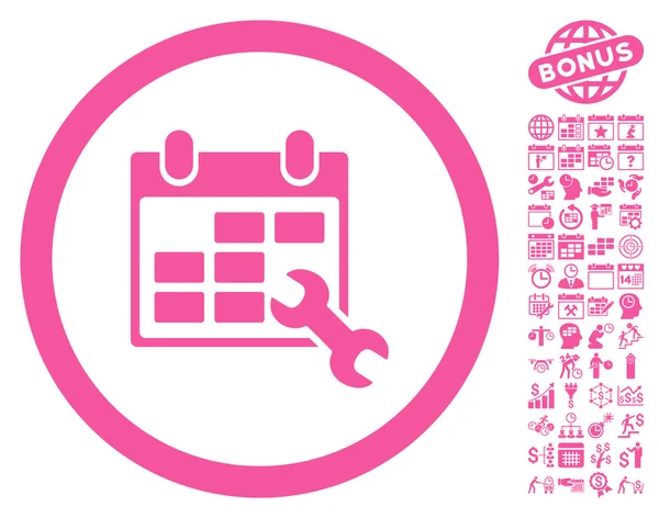 Wrench Configure Timetable Flat Vector Icon With Bonus — 스톡 벡터
