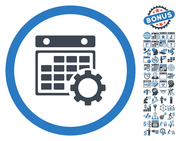 Icono de vector plano de engranaje de configuración de calendario con bonificación — Archivo Imágenes Vectoriales