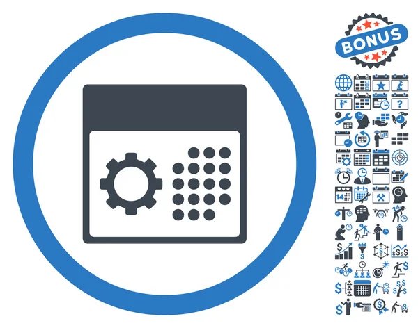 Calendario de servicio Icono de vector plano con bonificación — Archivo Imágenes Vectoriales