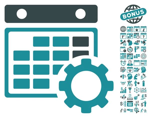 Konfiguracja kalendarza płaski wektor ikona z bonusem — Wektor stockowy