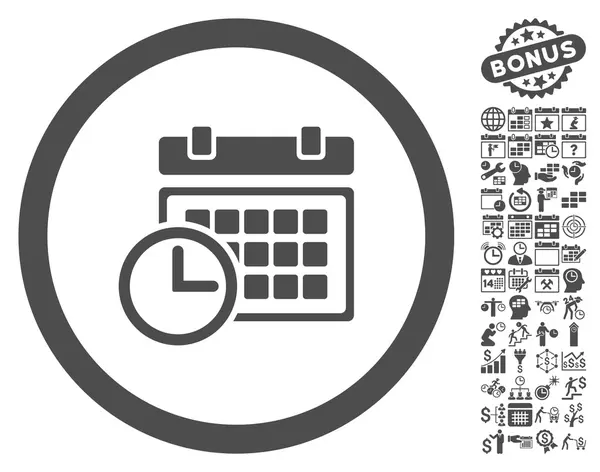 Date And Time Flat Vector Icon With Bonus — Stock Vector