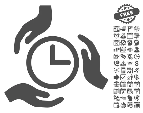 Time Care handen plat vector pictogram met bonus — Stockvector