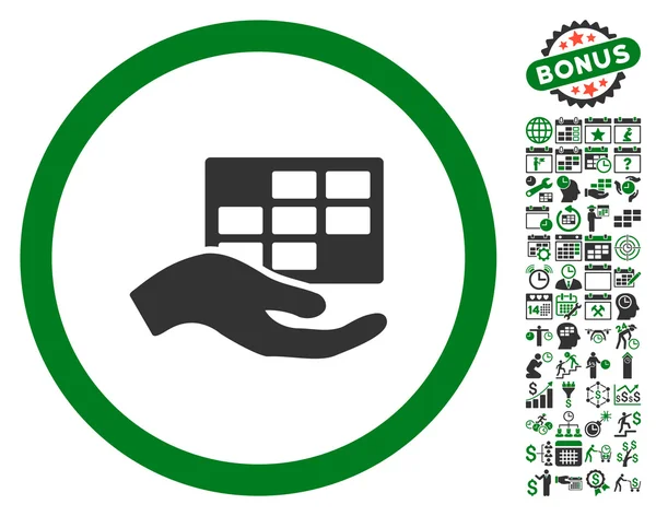 Programa de servicio mano plana Vector icono con bonificación — Vector de stock