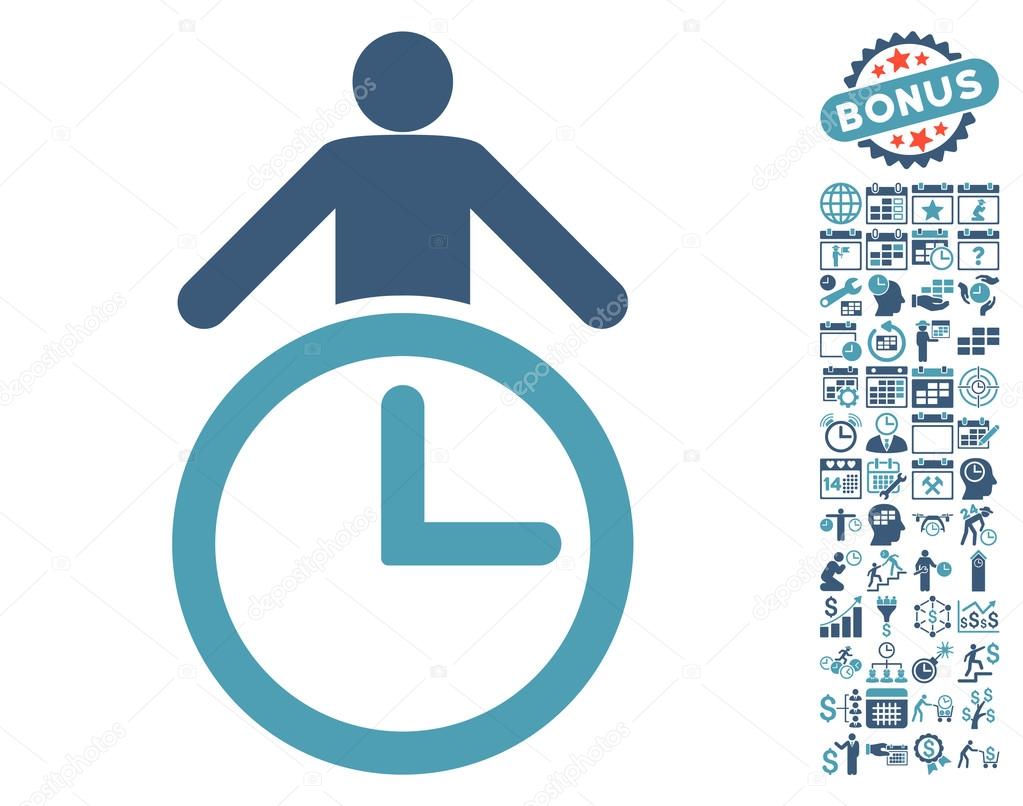 Time Manager Flat Vector Icon with Bonus