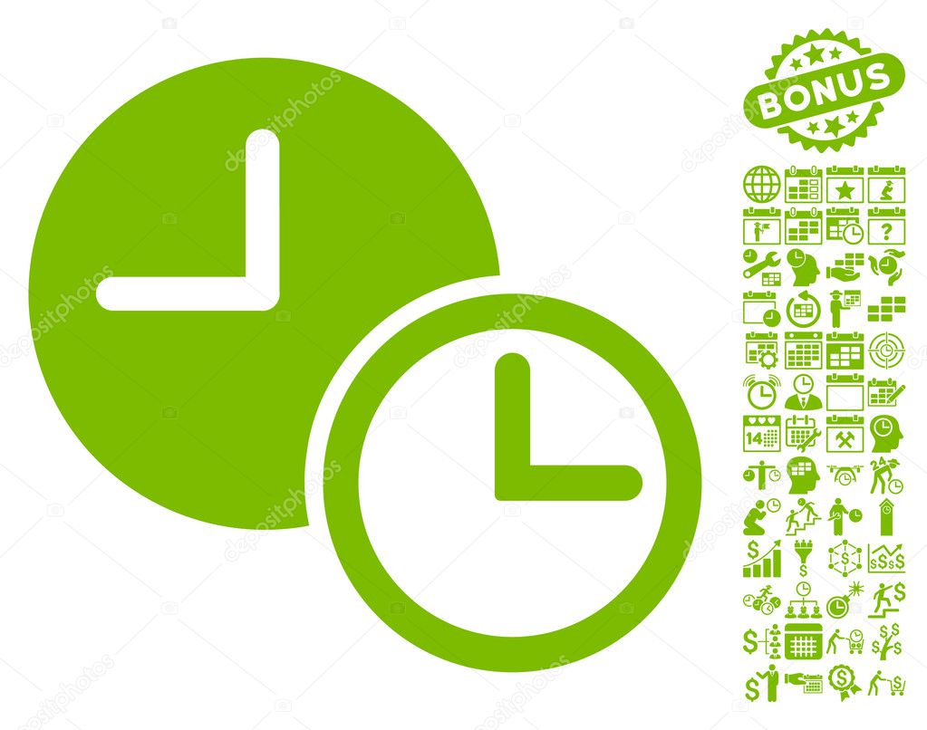 Clocks Flat Vector Icon With Bonus